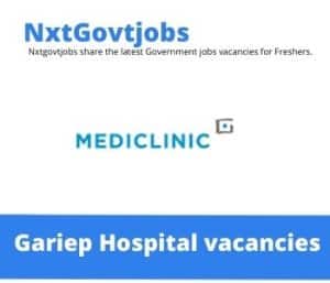 Gariep Hospital Pharmacy Manager Vacancies in Kimberley – Deadline 01 May 2023